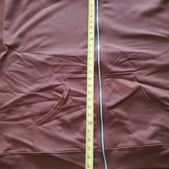 Hooded Sweatshirt Full Zip Pocket Soft Size 4XL Chocolate Brown - Picture 4 of 5
